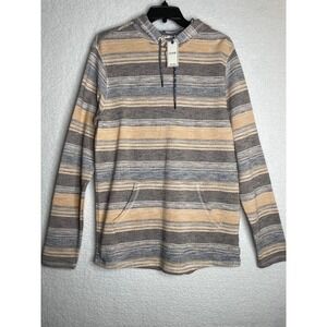 ROWM Men's LT Large Tall Long Sleeved Testured Stripe Hoodie NWT Gray